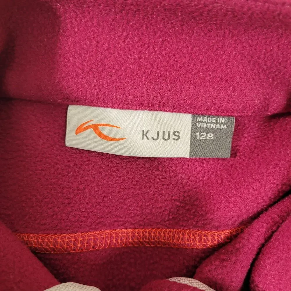 KJUS Kids Fleece Jacket Size 128 (Size 8) Pink Quarter Zip Ski Mid Layer Outdoor